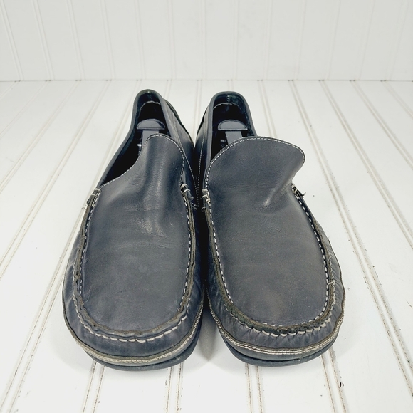 Banana Republic Grey Leather Moc Toe Slip On Loafers D889 - Picture 3 of 11
